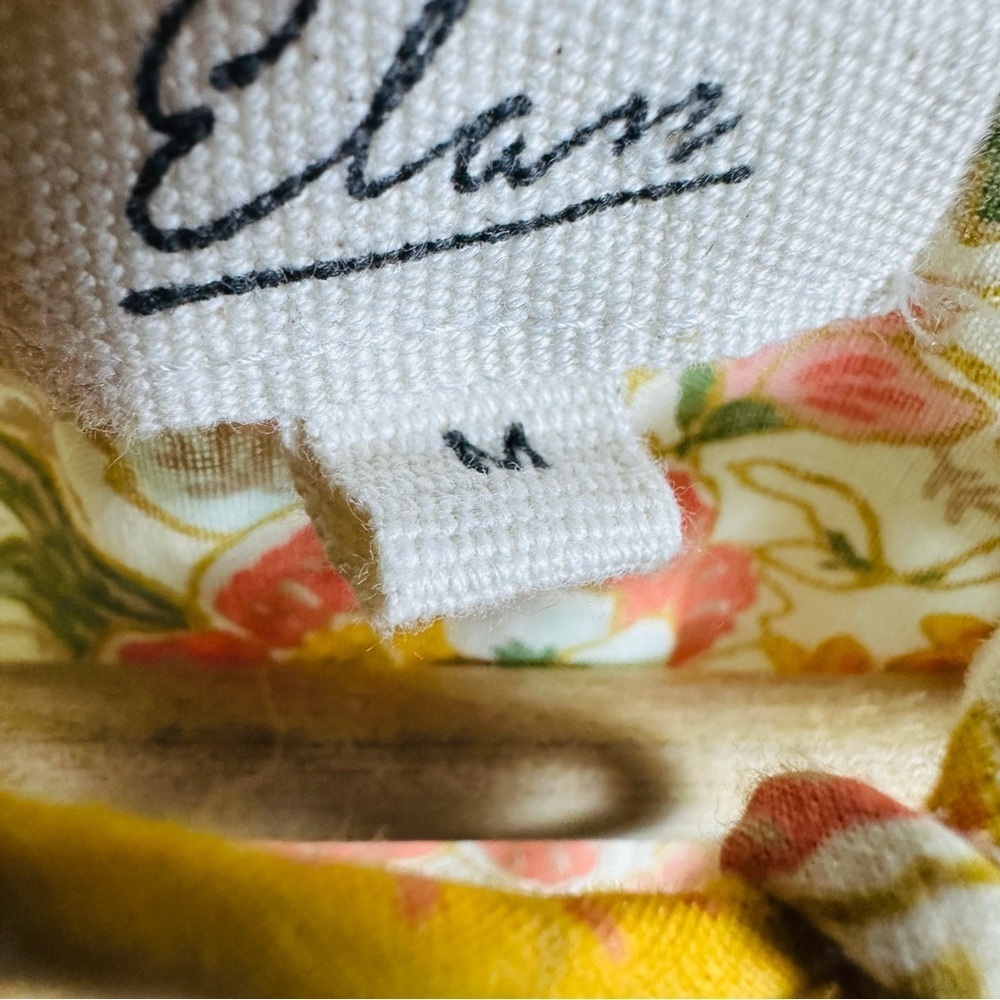 ELAN long sleeve print tie neck dress in cream monterey print Medium Lined - Picture 8 of 10